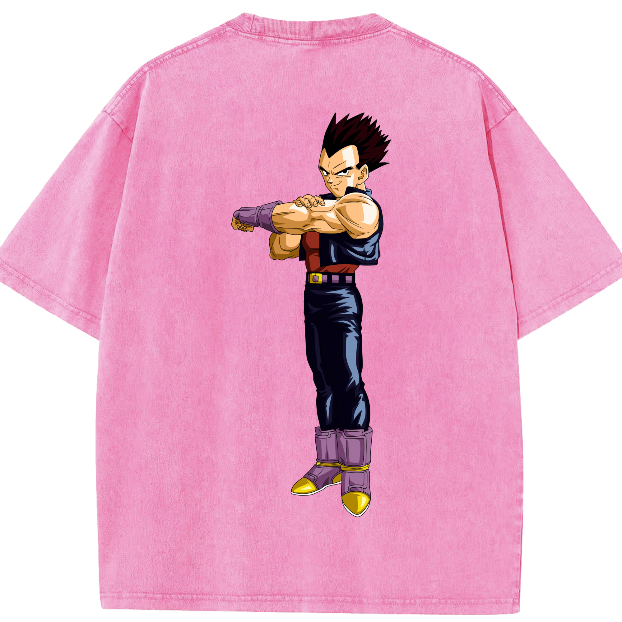 （画像用） ドラゴンボール ベジータ四世（Bejīta Yonsei）DRAGON BALL Vegeta IV 綿100% ヴィンテージ風 半袖Tシャツ（背面プリント）